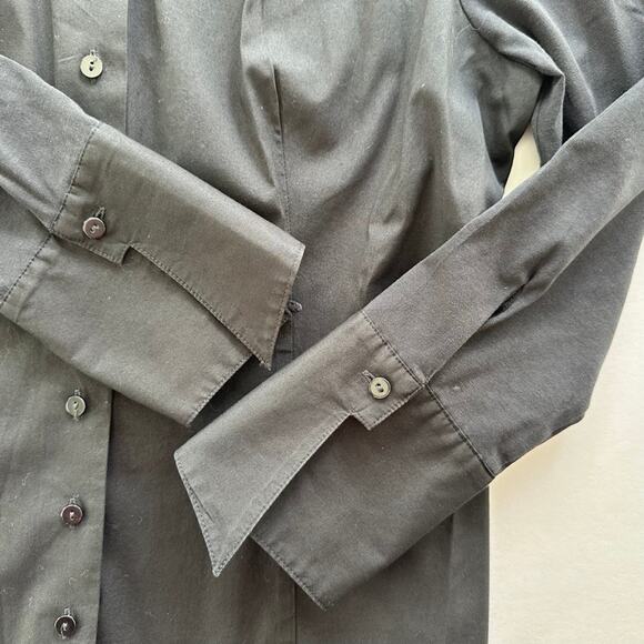 Anne Fontaine Connie Shirt Size 40 Black Sleek Shirt 3/4 Sleeves Front Button - Picture 4 of 7